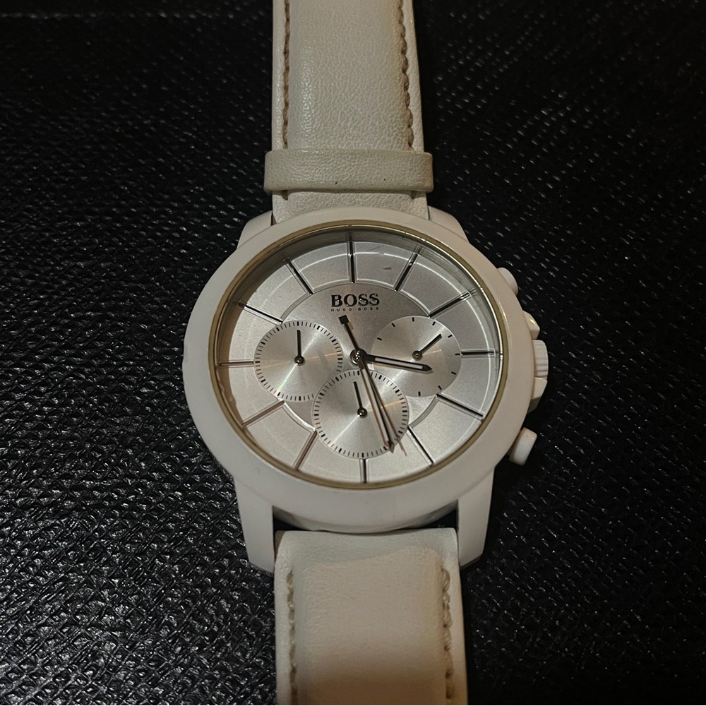Boss Silver and White Men's Chronograph Watch